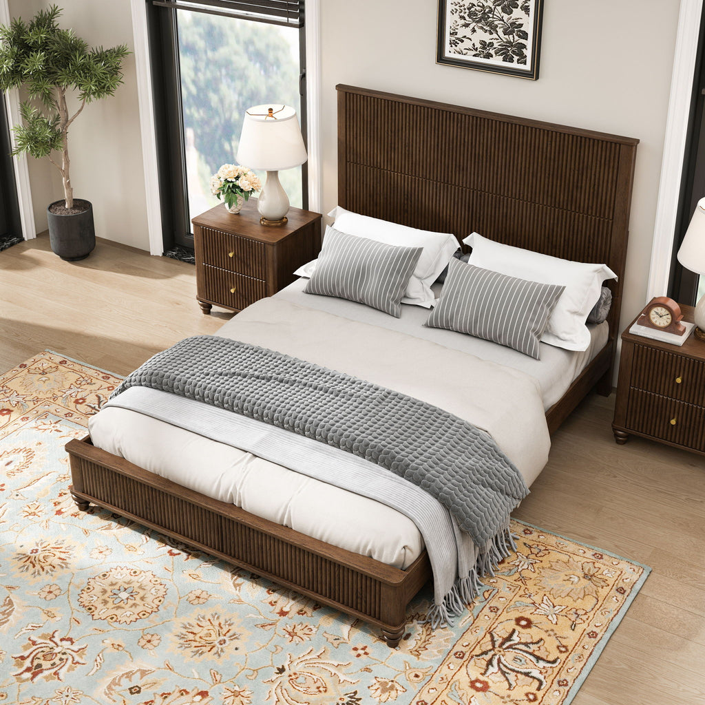 Platform Bed Frame With Tall Headboard