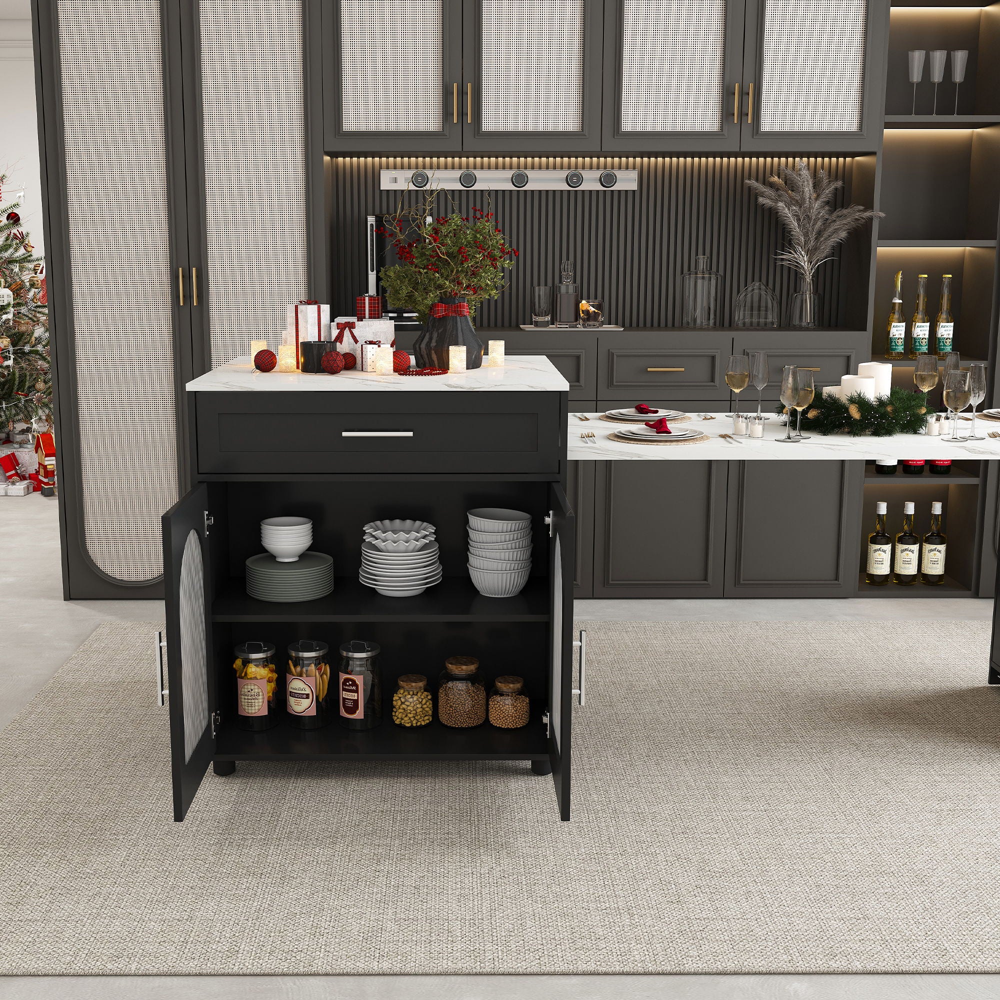 Expandable Kitchen Island With Power Outlet