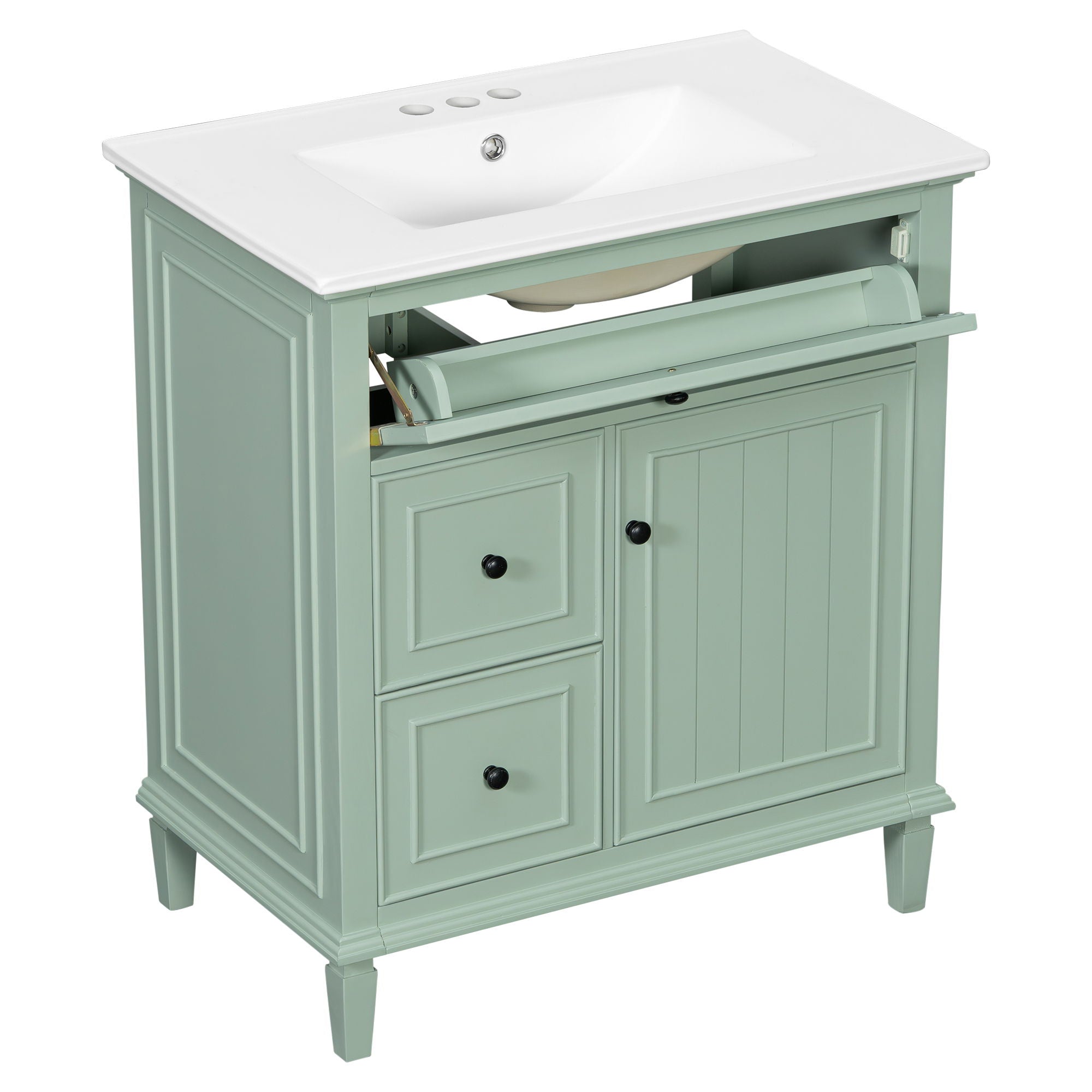 Modern Bathroom Vanity With Sink, Adjustable Shelf, Flip Drawer & 2 Drawers