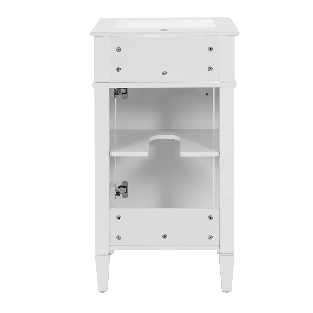 French Style Bathroom Vanity With Sink, Soft-Closing Door, Adjustable Shelf, Rectangular Design