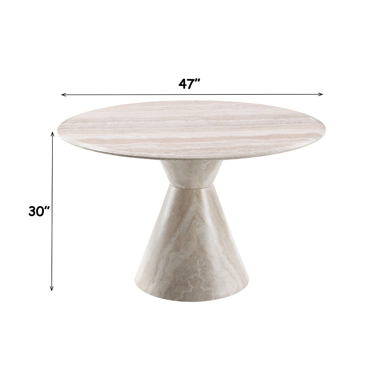 Ogin - Round Dining Table - Marble Print & Natural