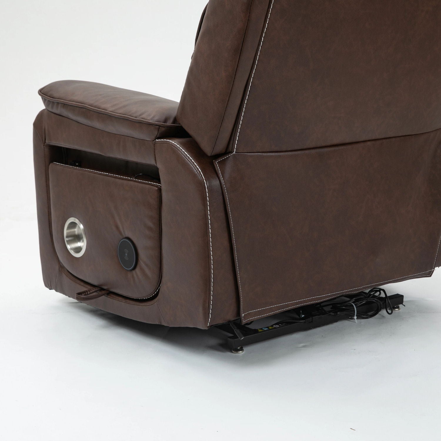 180 Degree Recliner Chair With Wireless Charging, Lumbar Support, And Dual Motor Lift - Brown