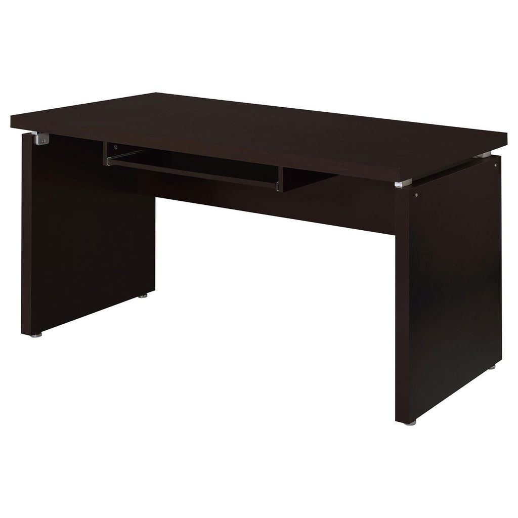 Floating - Top Computer Desk With Pullout Keyboard Shelf - Brown
