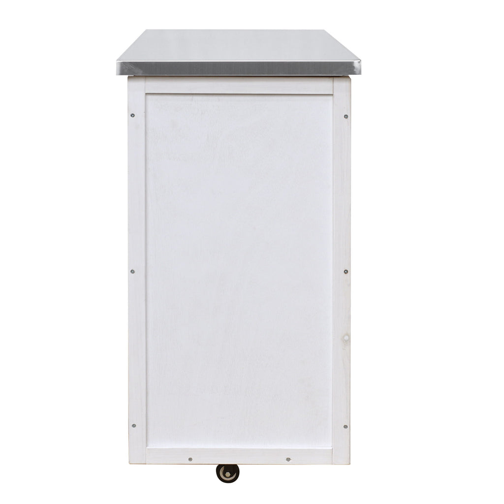 Outdoor Kitchen Island Prep Station With Lockable Wheels, Ample Storage, Towel & Spice Racks