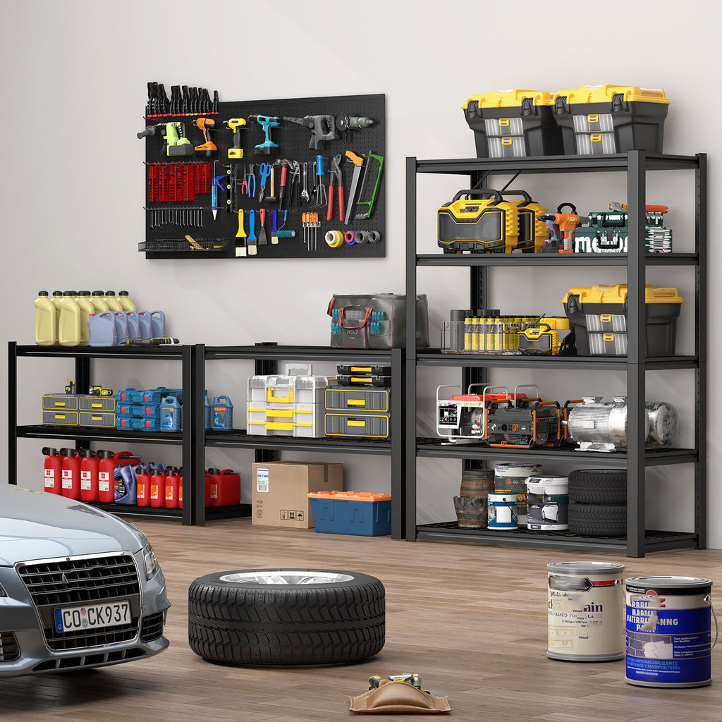 Garage Storage Rack, 5 Layer Adjustable Shelving Unit For Warehouse - Black