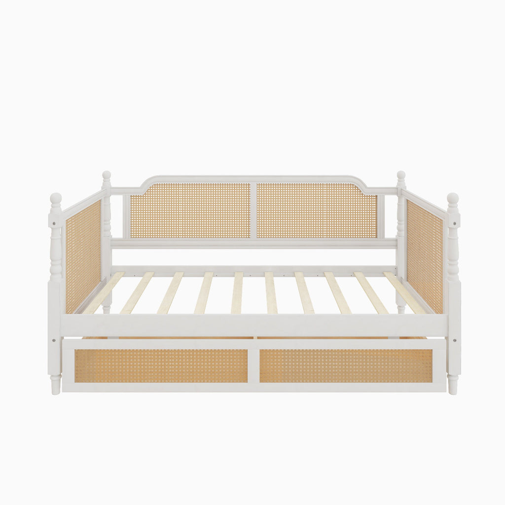 Traditional Style Rattan Daybed, No Box Spring Needed