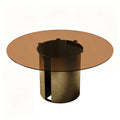 Round Dining Table With Glass Top, Kitchen And Living Room Furniture - Brown