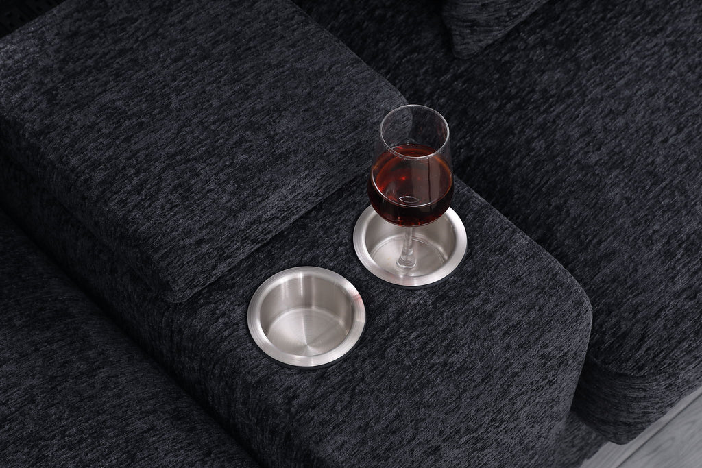 Celine - Fabric Corner Sectional Sofa With Right-Facing Chaise, Cupholders, And Charging Ports