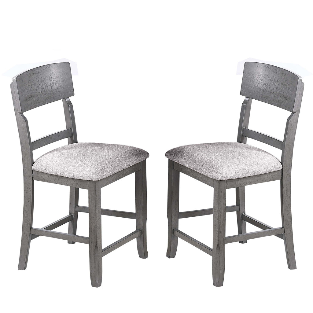 7 Piece Counter Height Dining Set With Storage Shelves, Table & 6 High Chairs - Gray