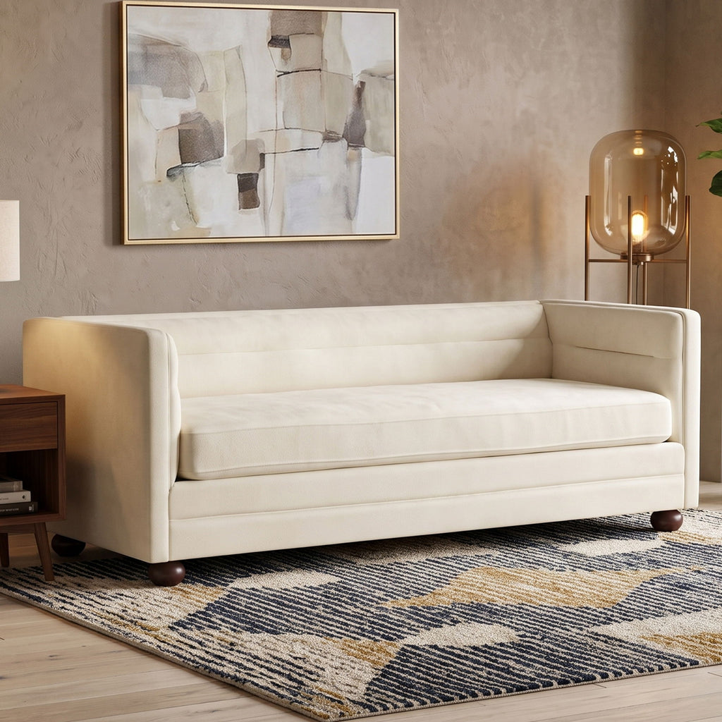 3 Seater Sofa Upholstery With Square Arms, Living Room Couch