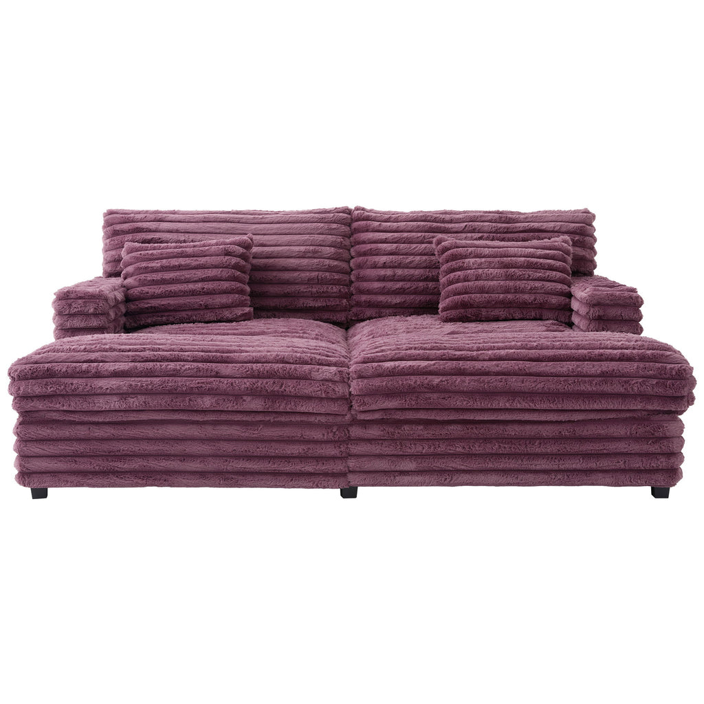 Oversized Double Chaise Lounge Sofa Bed With USB Ports And Cup Holders