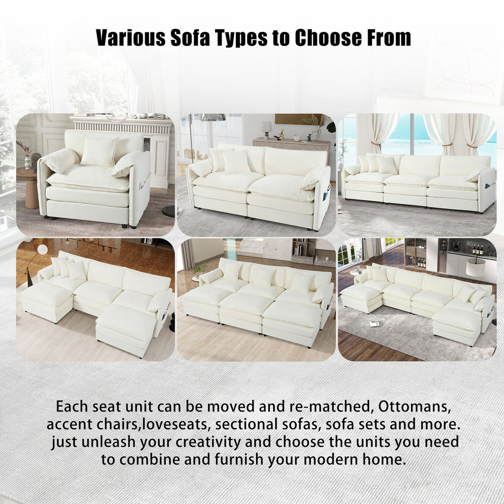 Oversized Chair With Movable Ottoman, Soft Upholstered Lounge Chair