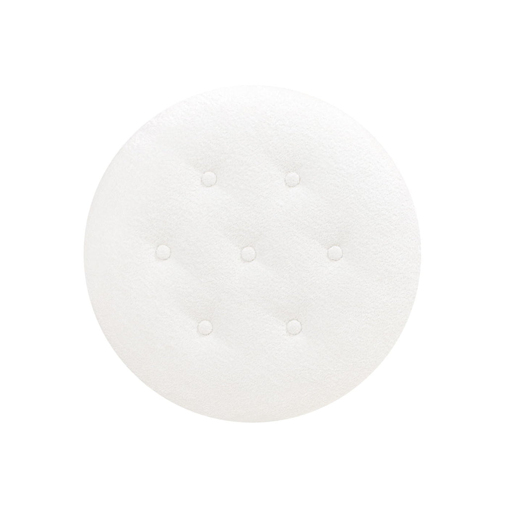Yolanda - Round Upholstered Accent Ottoman - Almond White