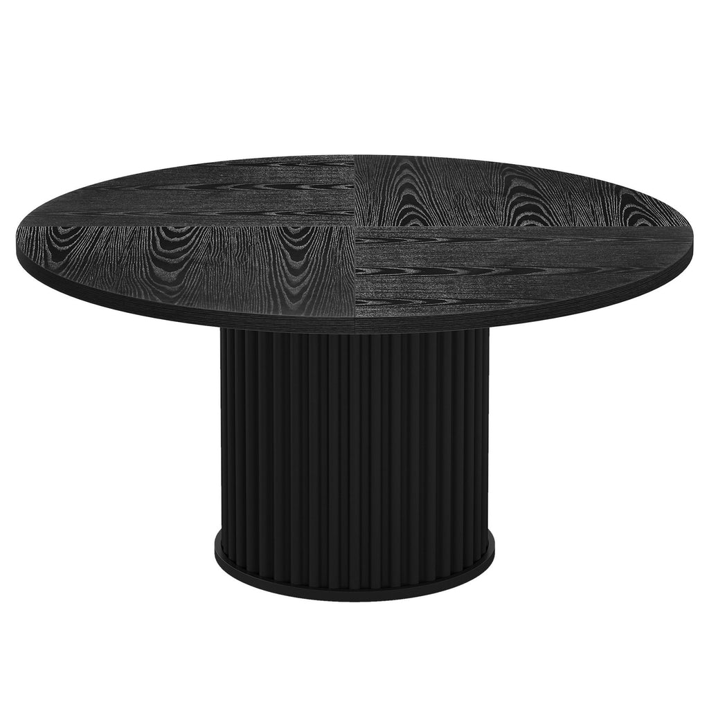 Fluted Round Dining Table - Black