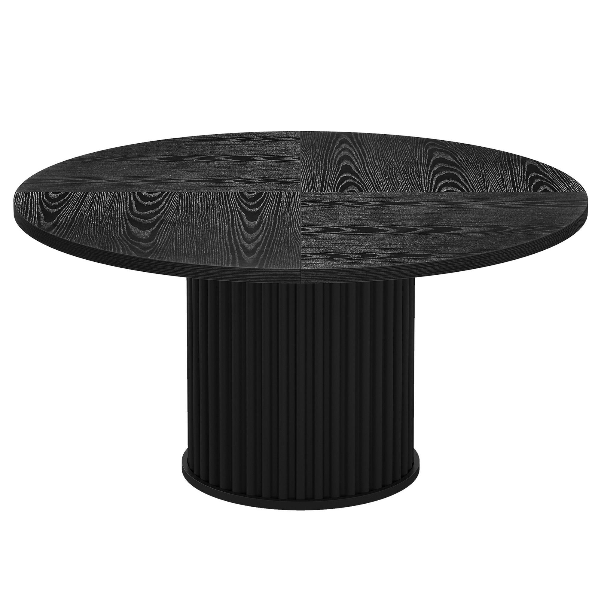 Fluted Round Dining Table - Black