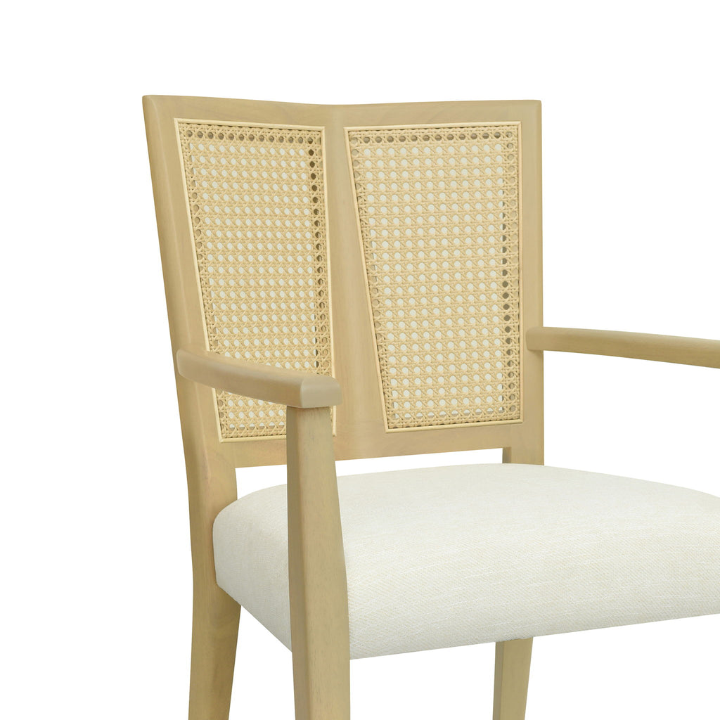 Mid Century Modern Arm Dining Chairs With Rattan Backrest