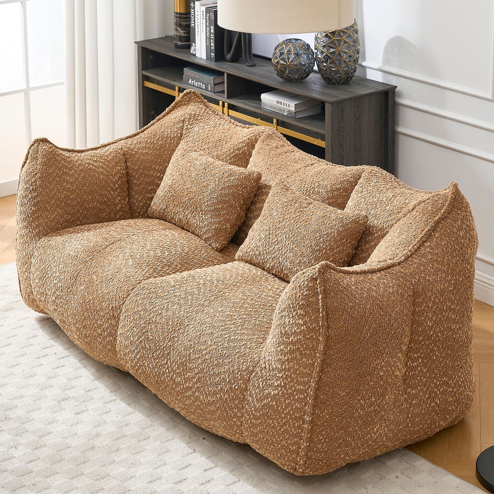 Comfortable Dual Beanbag Chair With High Resilience Foam Core For 2 People