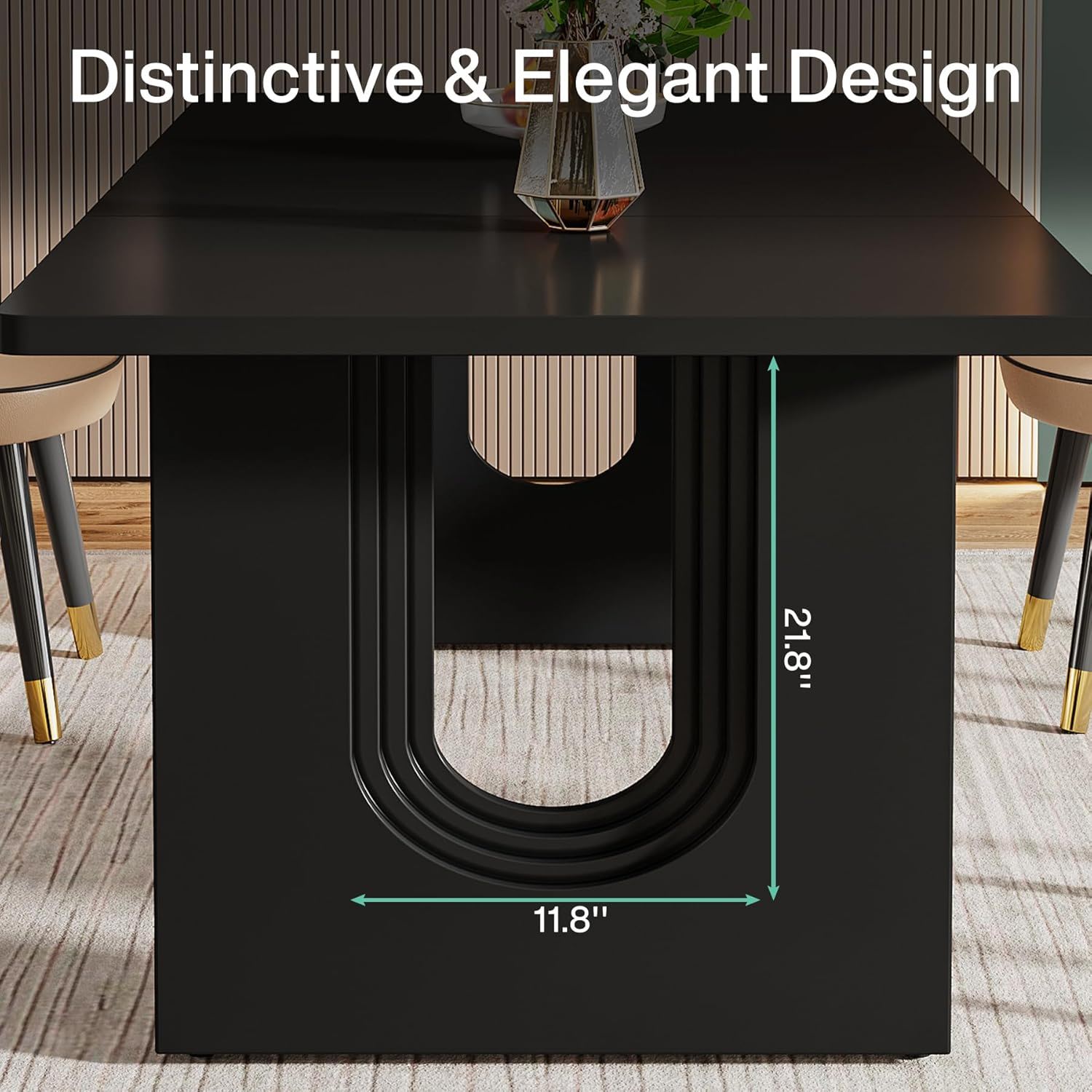 Rectangular Dining Table For 6 - 8 People With Pedestal Base
