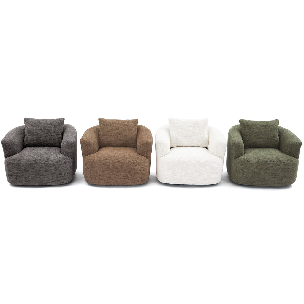 360° Swivel Barrel Sofa Chair With Throw Pillow, Upholstered Accent Chair