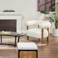 Fuji - Mid Century Modern Barrel Accent Arm Chair - Ivory White
