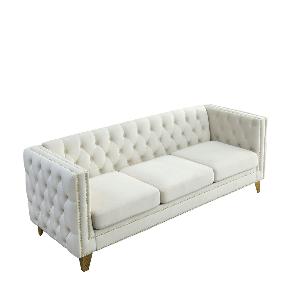 Modern Sofa With Button Tufting, Upholstered Couch For Living Room