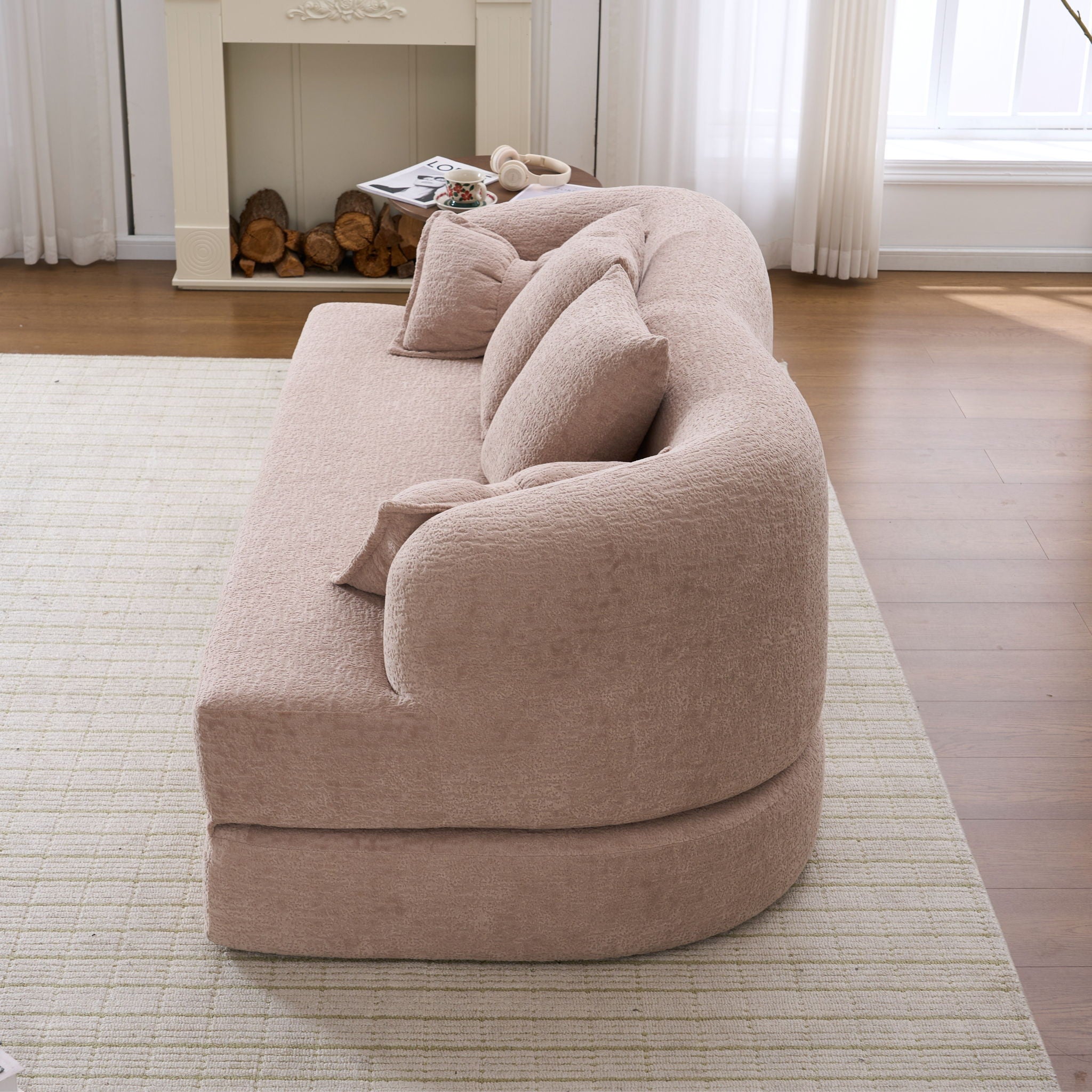 Foldable Sofa Bed, Boneless Couch Convertible Sleeper With 4 Pillows