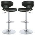 Bar Stool With Curved Design, Height Adjustable & Swivel Base (Set of 2) - Black