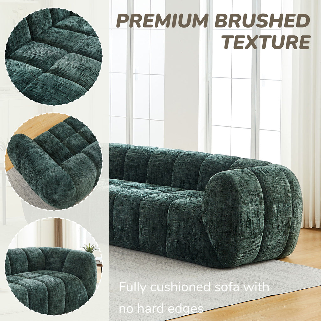 Quilted Cloud Sofa With Rounded Armrests And Piano Key Backrest Design