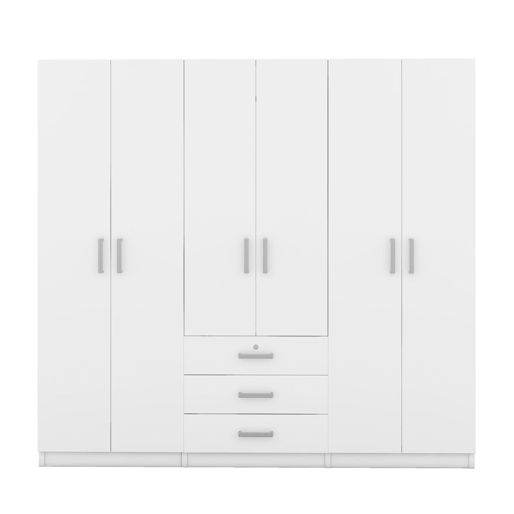 6 Doors Wardrobe Storage For Bedroom, With Big Drawers