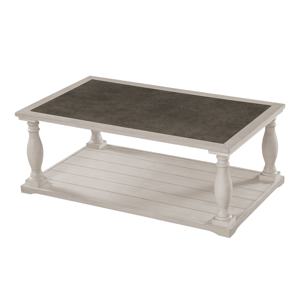 Farmhouse Rectangular Coffee Table With 2 Tiers