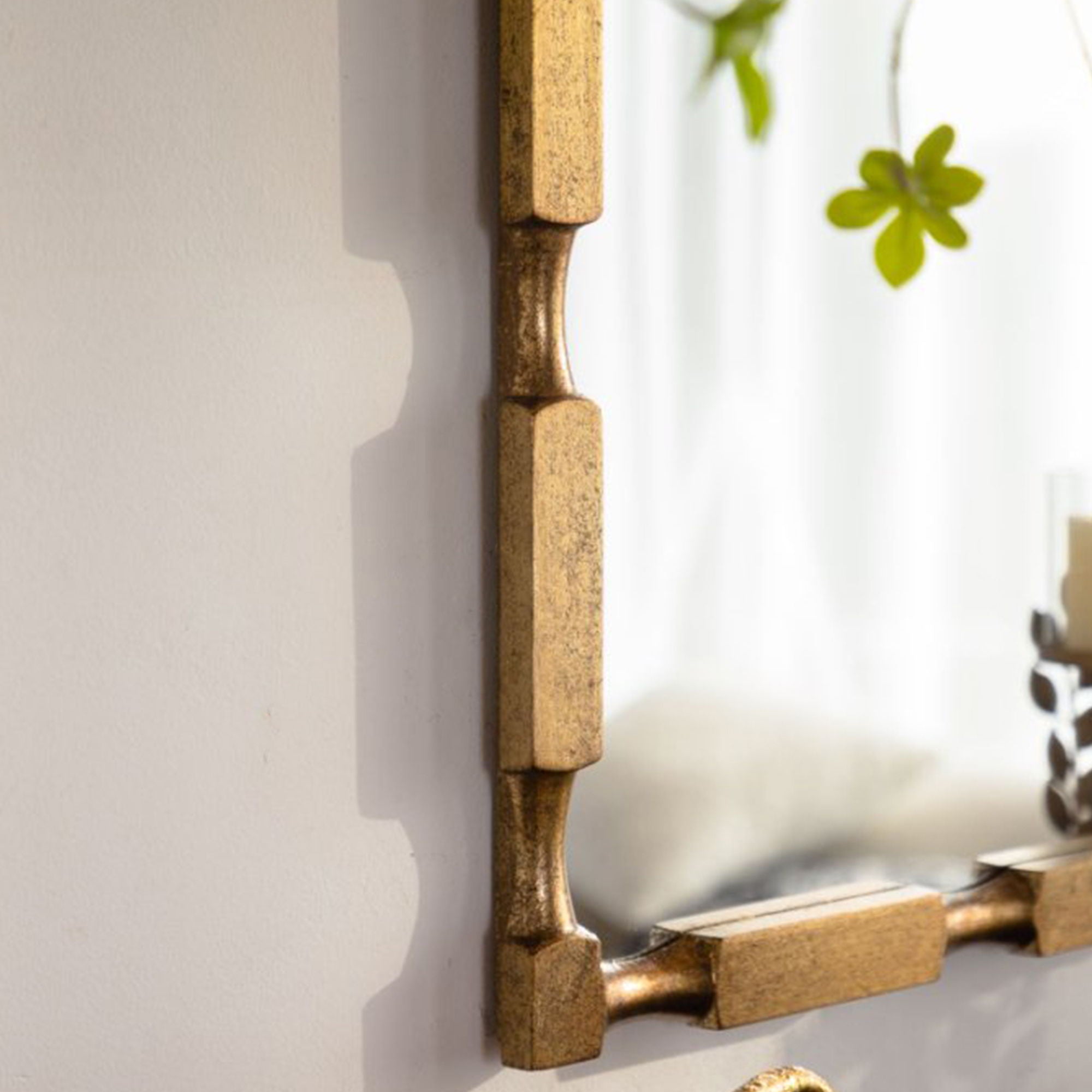 Rectangular Wall Mirror With Frame For Living Room - Gold