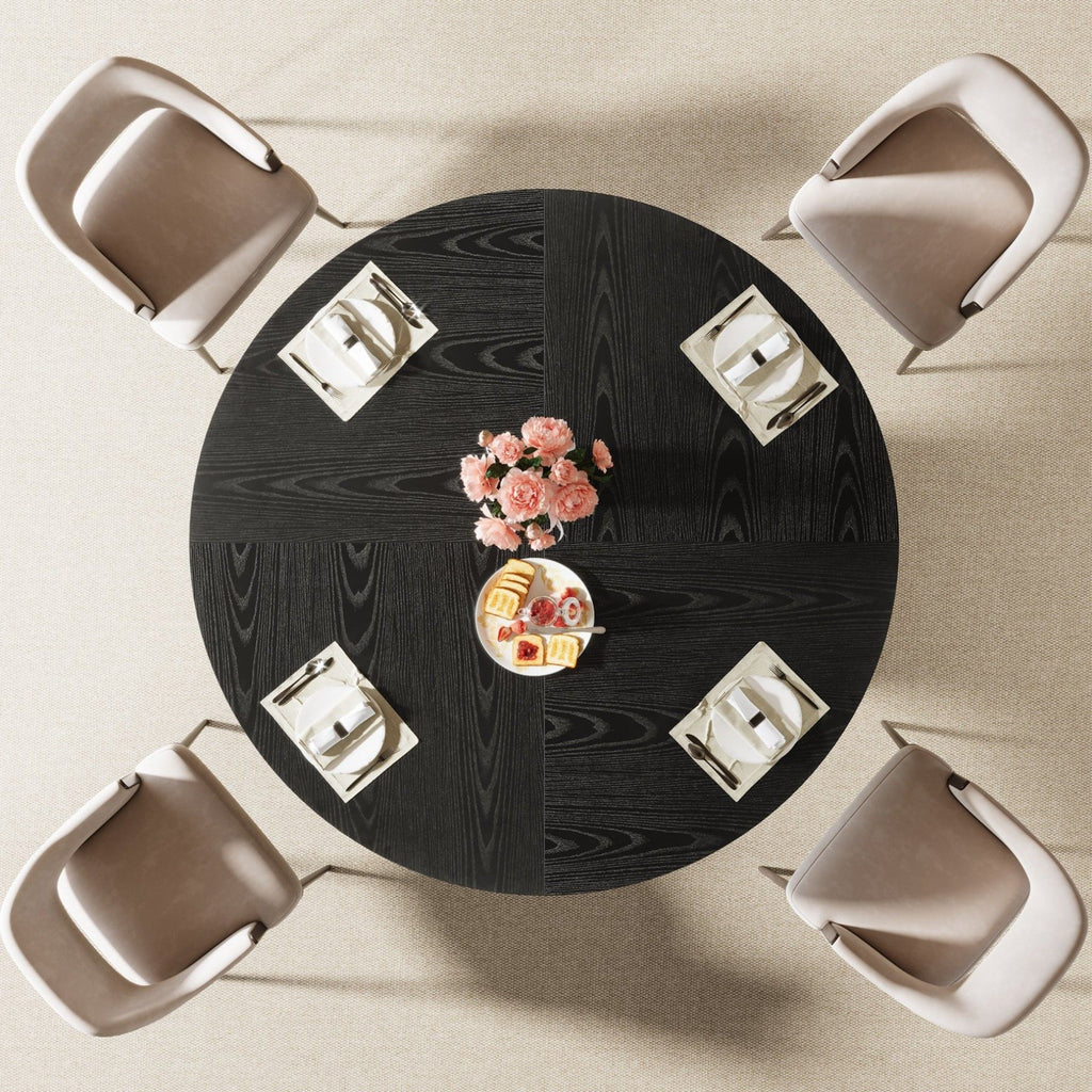 Fluted Round Dining Table - Black