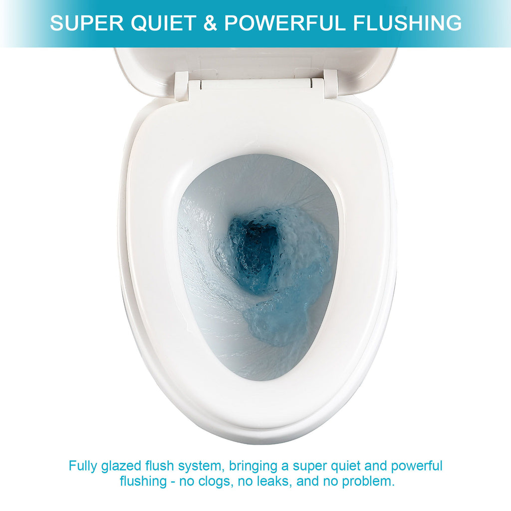 1 Piece Toilet With Dual Flush And Soft Closing Seat - White