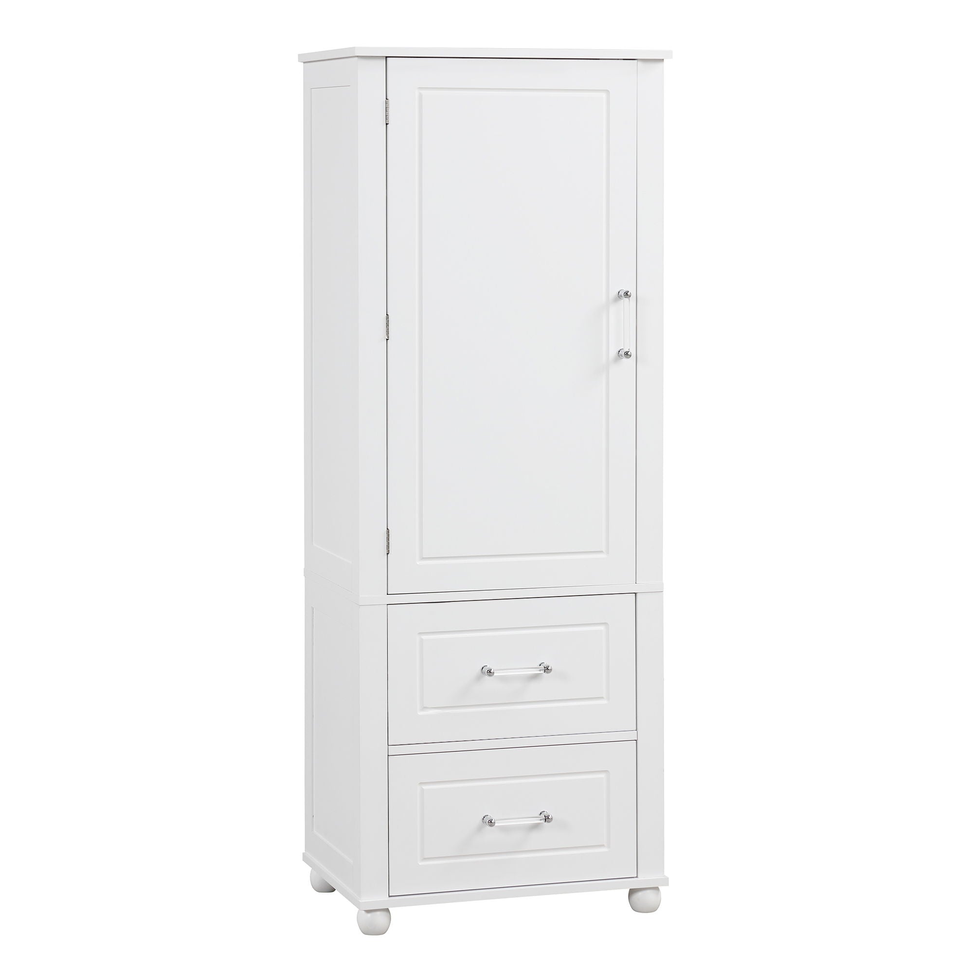 Tall Freestanding Bathroom Storage Cabinet With 2 Drawers And Adjustable Shelf