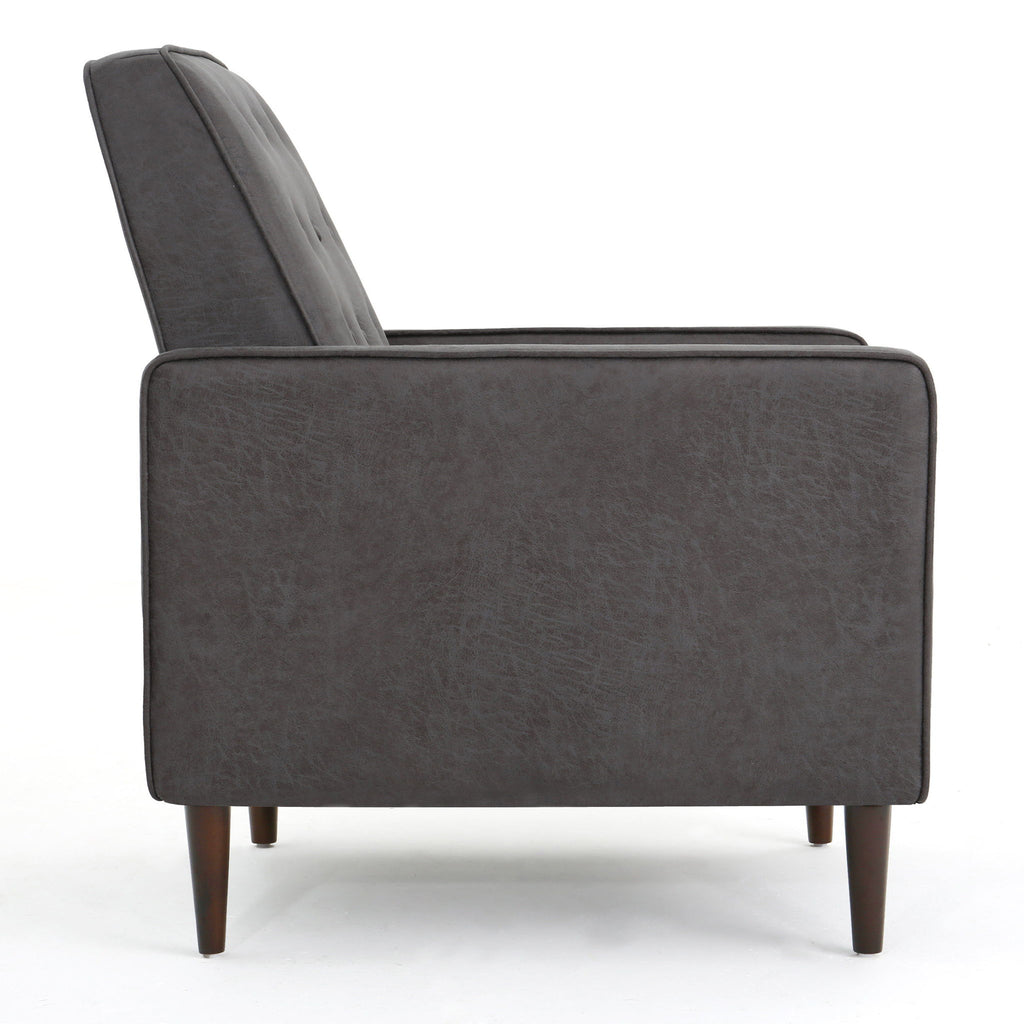 Macedonia - Mid Century Modern Button Tufted Fabric Recliner - Slate