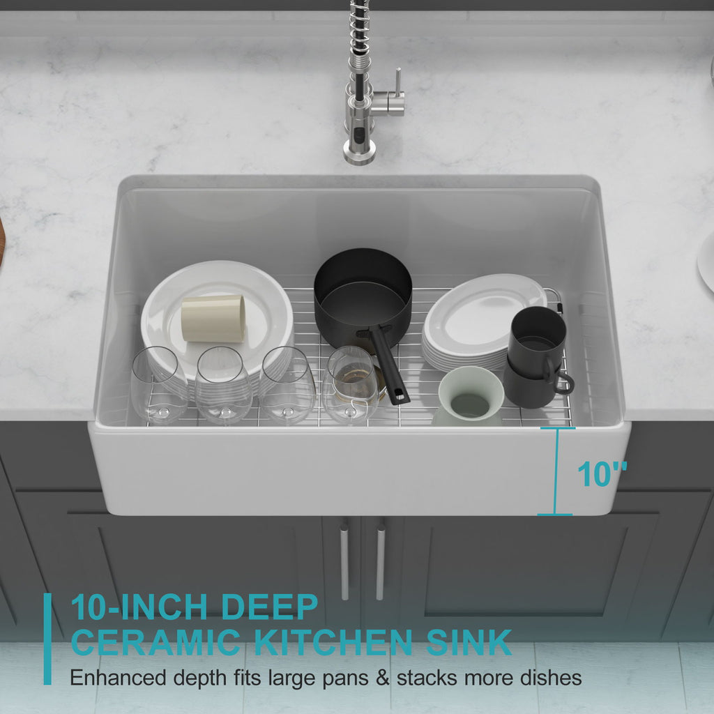 Single Bowl Apron Front Kitchen Sink - White