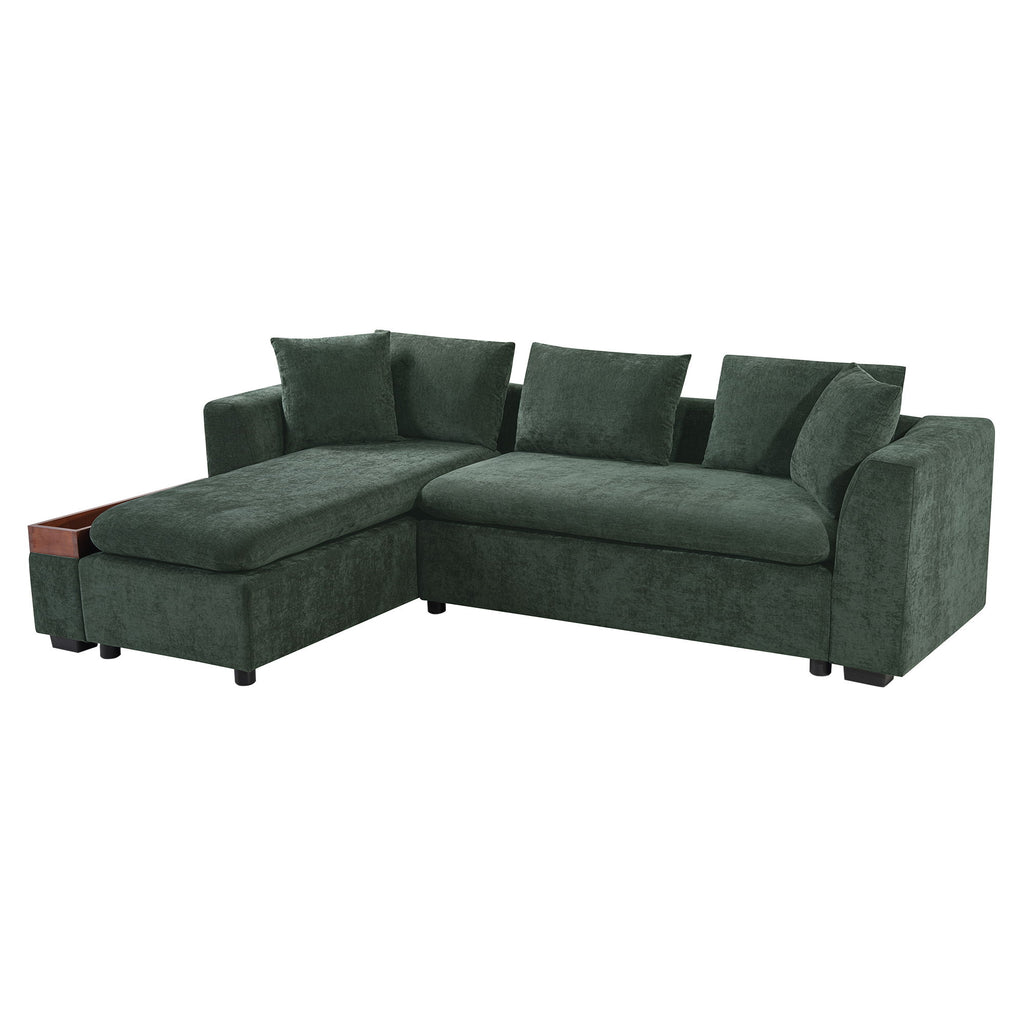 Modern L Shaped Sectional Sofa With Upholstery And Wooden Storage