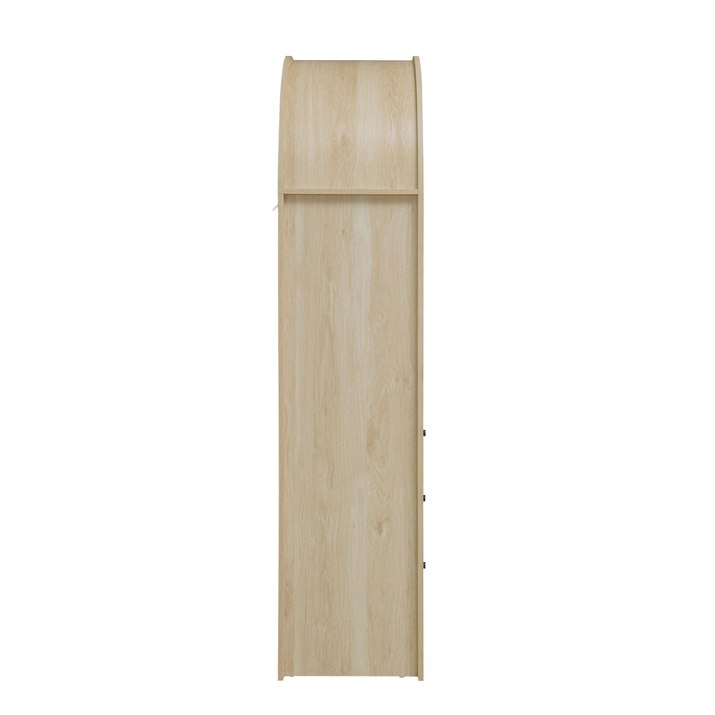 Arched Kitchen Pantry, Modern Farmhouse Wood Kitchen Storage Cabinets, Arched Storage Display Cabinet With Adjustable Shelves, Versatile Cupboard For Kitchen, Dining Room, Living Room - Natural