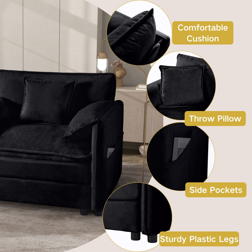 Modern Oversized Loveseat Sofa With Deep Seat And Diy Combination