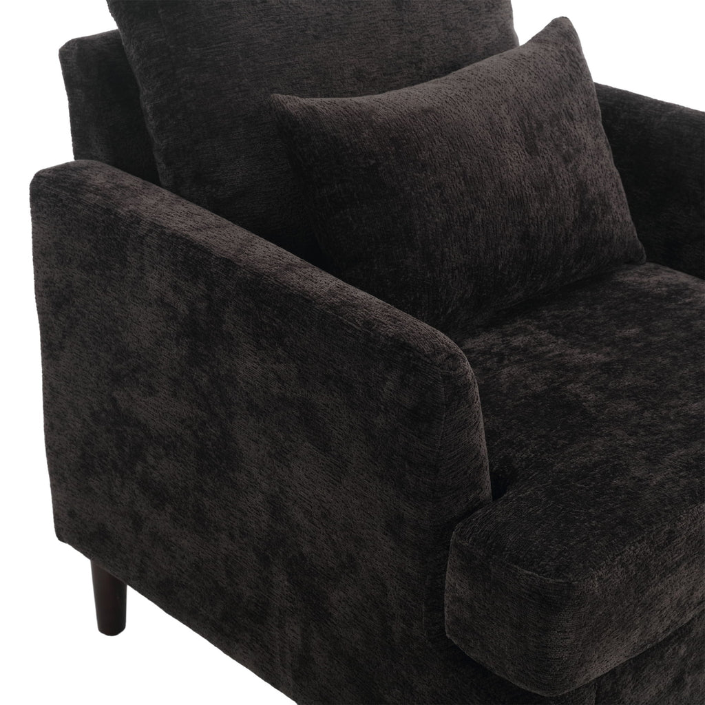 Modern Mid Century Wood Frame Armchair With Tufted Design