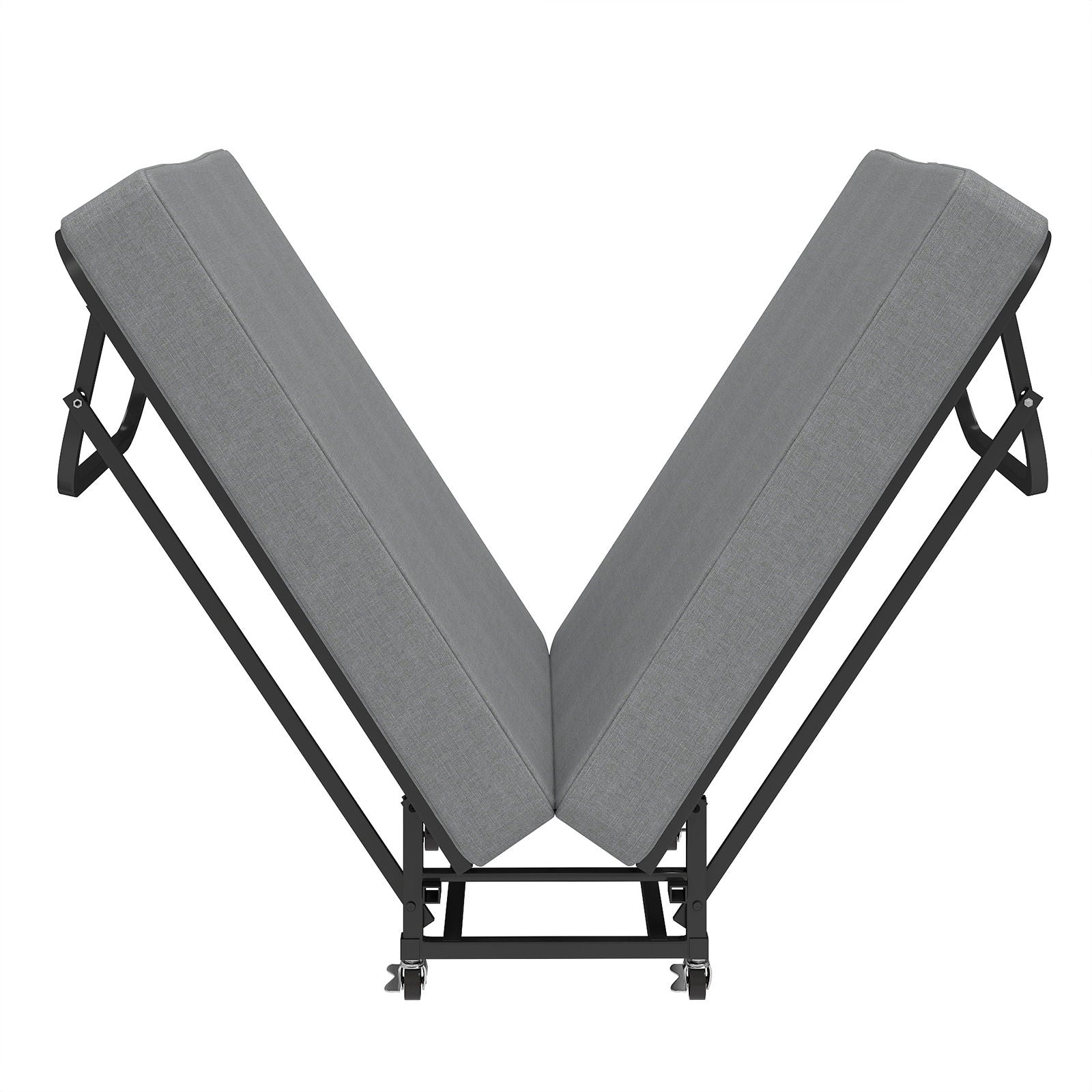 Twin Folding Bed With Memory Foam Mattress, 4 Lockable Wheels - Gray