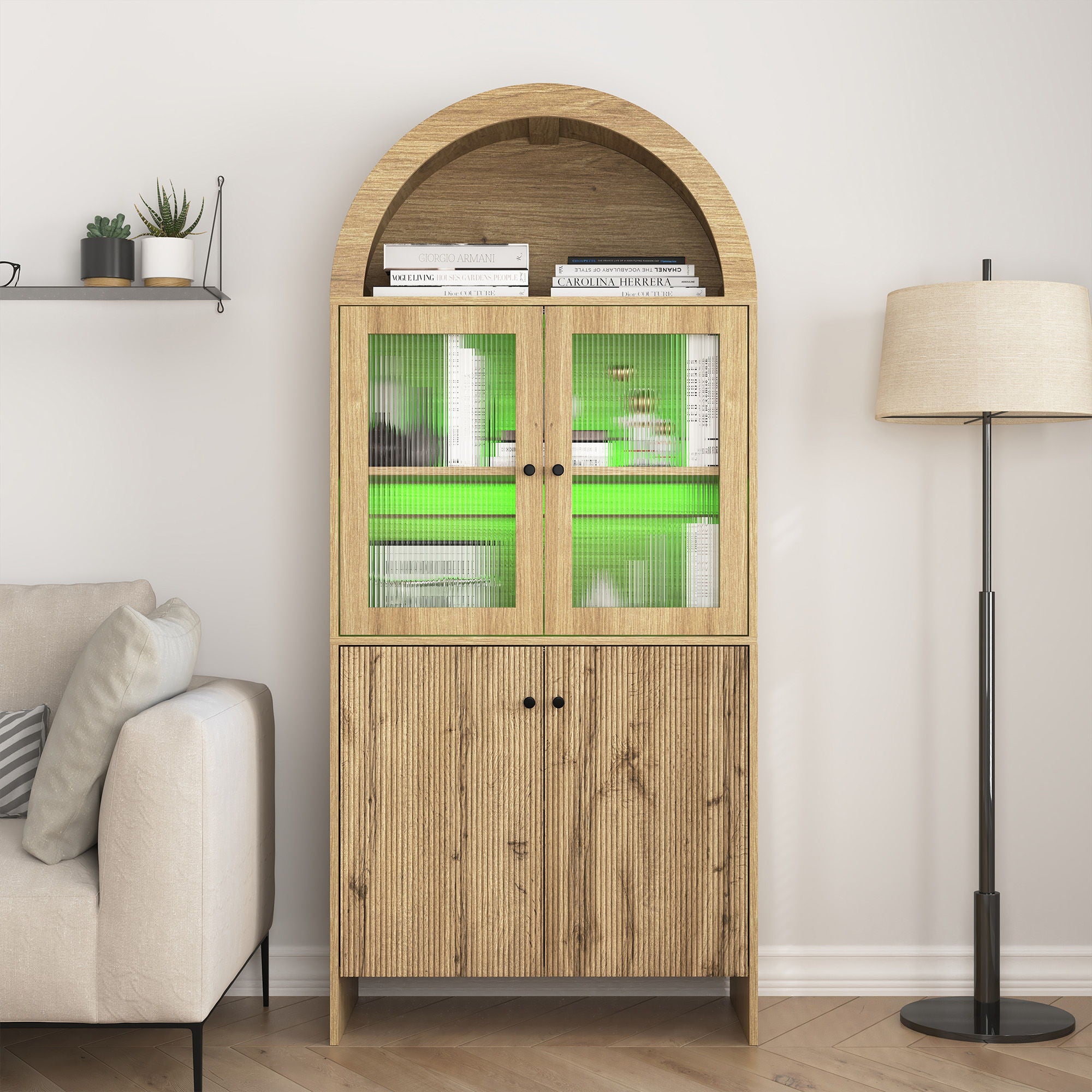 Modern Tech Inspired Dome Cabinet With LED Lighting