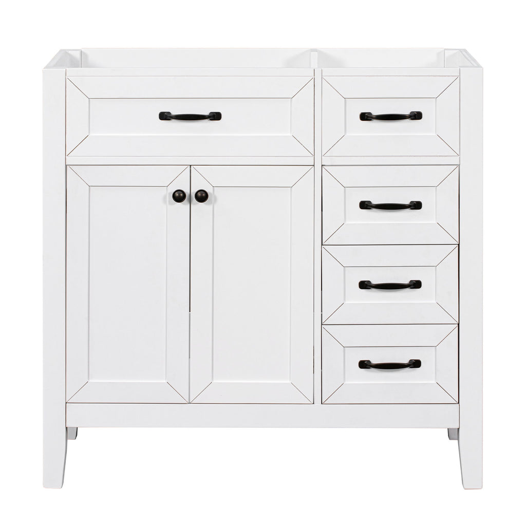 Modern Bathroom Vanity Base Only, 2 Doors And 3 Drawers