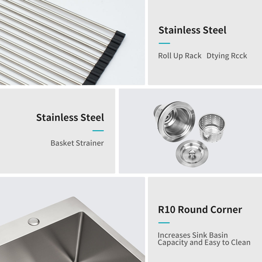 Farmhouse Style Topmount Apron Front Kitchen Sink With Easy Maintenance In Stainless Steel - Black