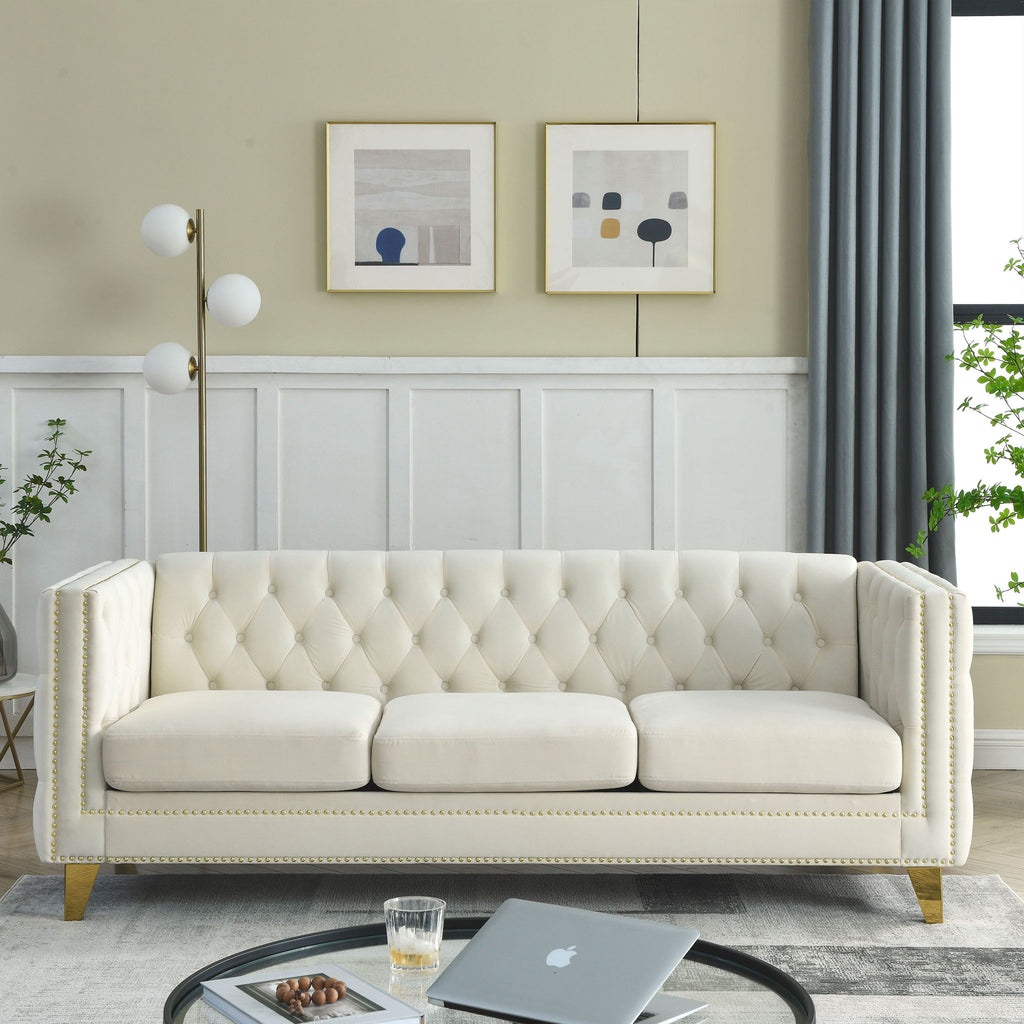 Modern Sofa With Button Tufting, Upholstered Couch For Living Room