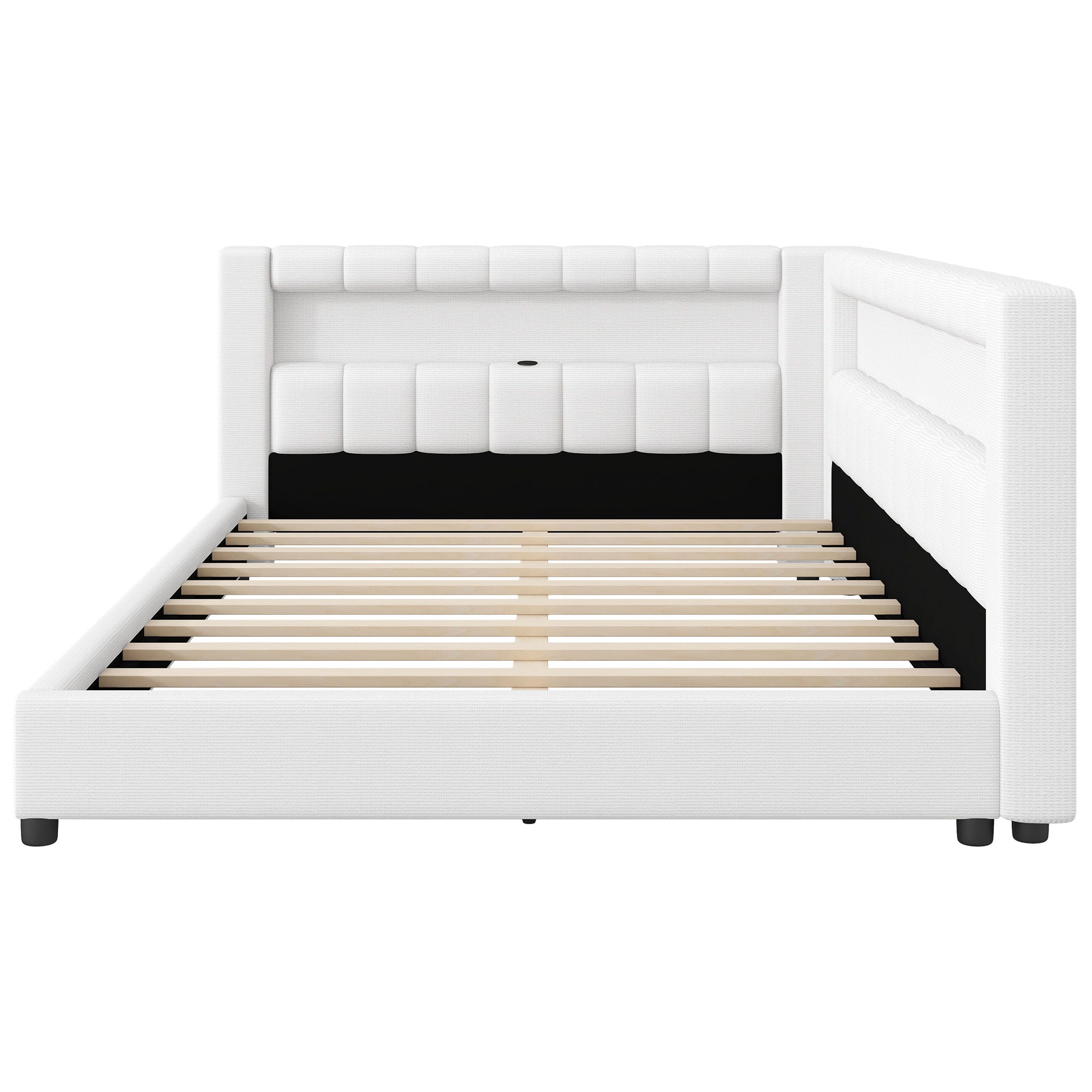Upholstered Platform Bed With LED Belt And USB Ports