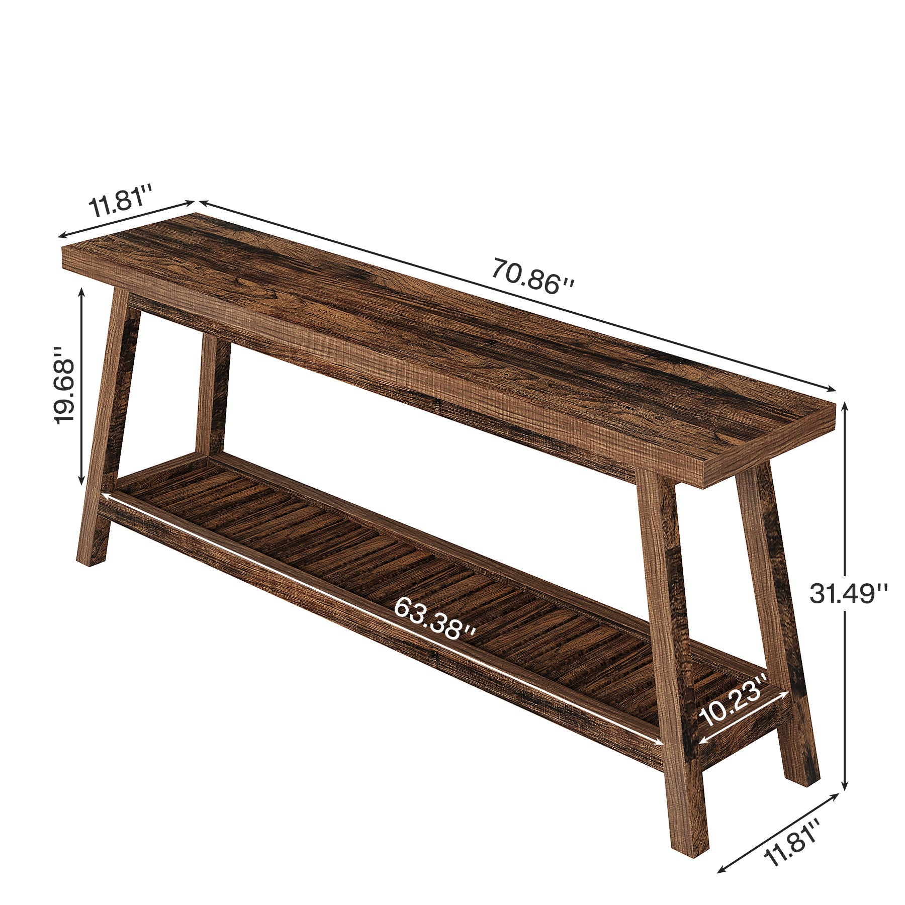 Extra Long Console Table With 2 Tier Open Storage