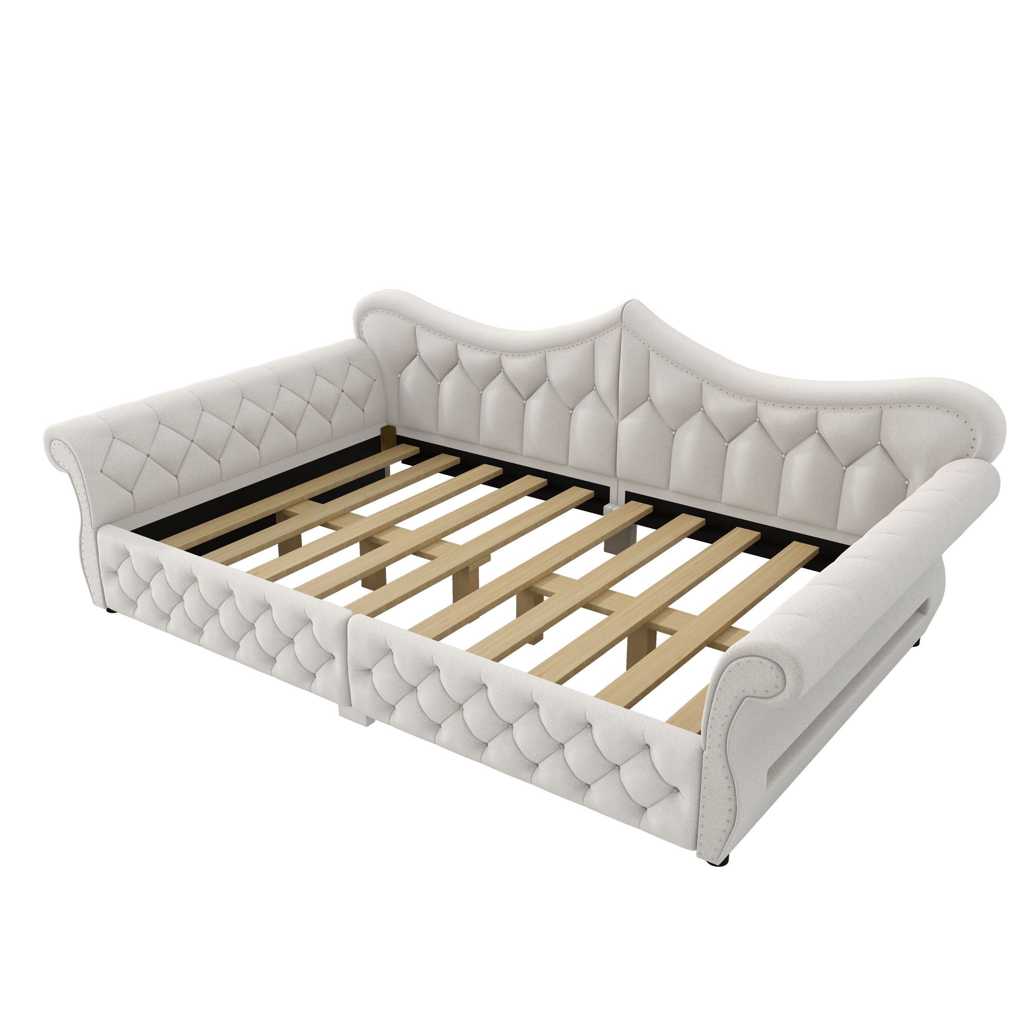 Upholstered Daybed With LED Lighting And Nailhead Trim