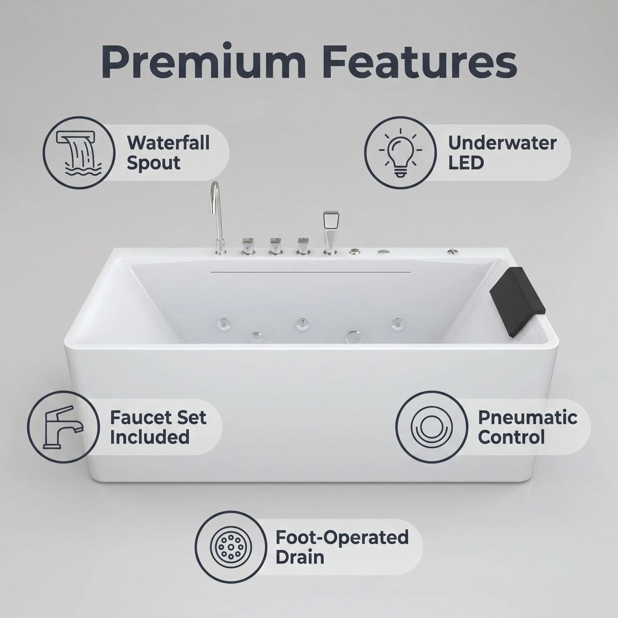 Xavier - Single Massage Bathtub, Equipped With Gfci Plug And Ul Certified Water Pump, Upc Certified Drain - Milk White