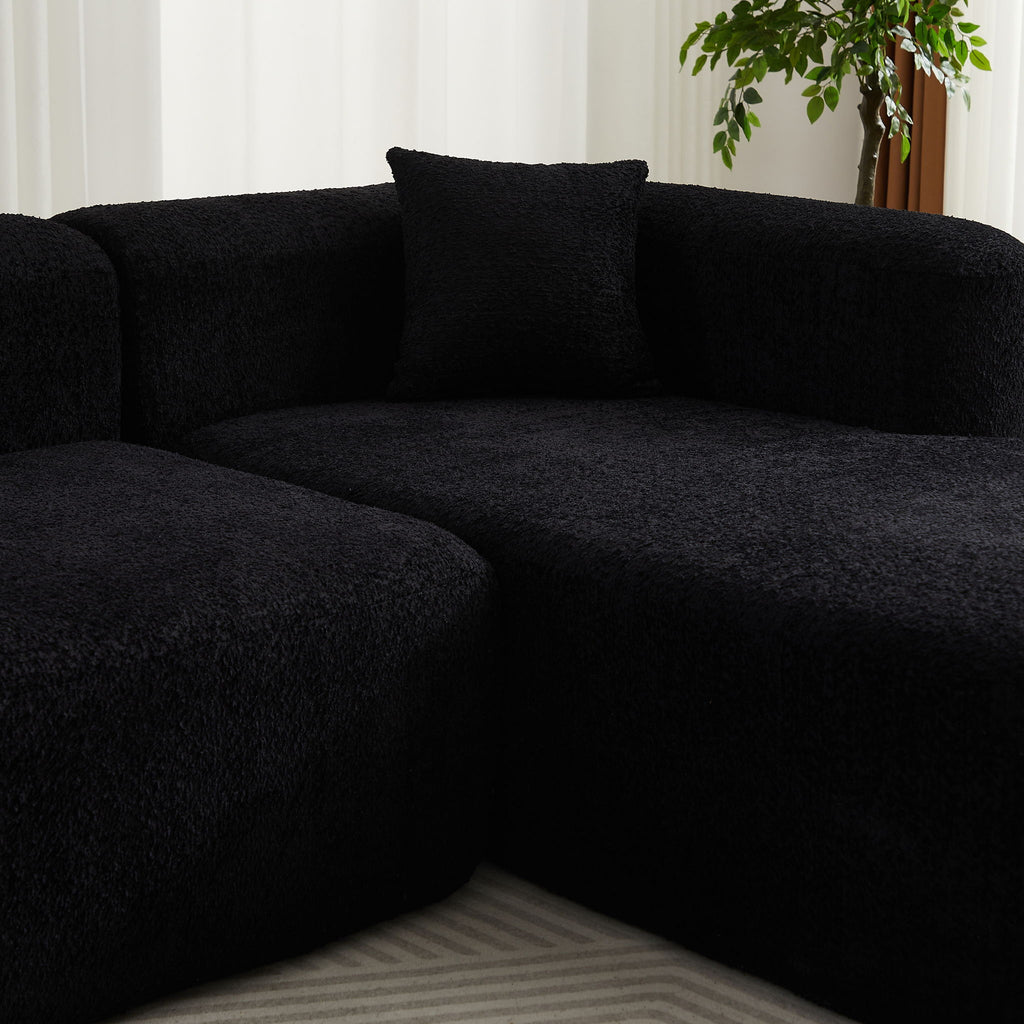 L - Shape Boneless Cloud Couch With 2 Throw Pillows For Living Room